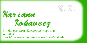 mariann kokavecz business card